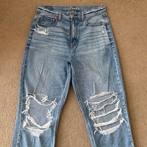 American Eagle Outfitters Women's High Rise Distressed Light Blue Jeans